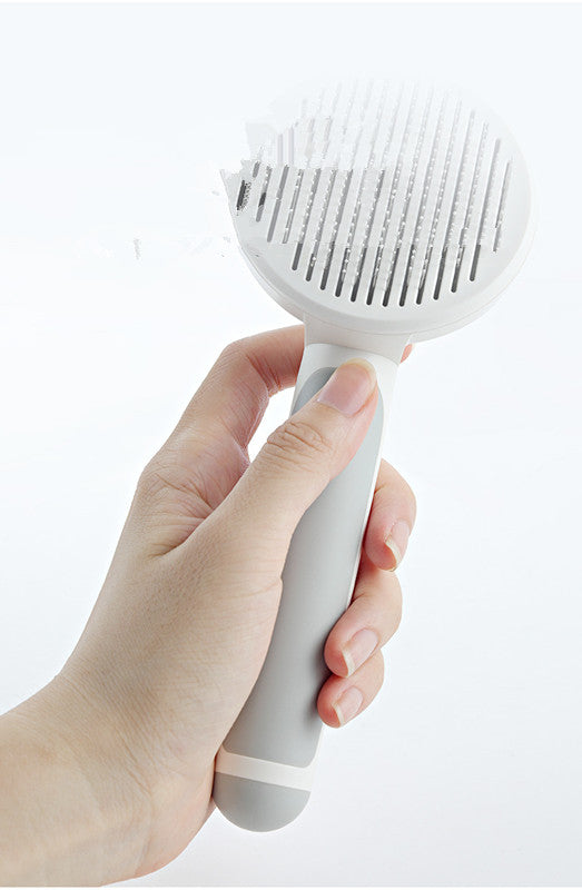 Pikpet pet grooming comb round handle stainless steel self-cleaning brush