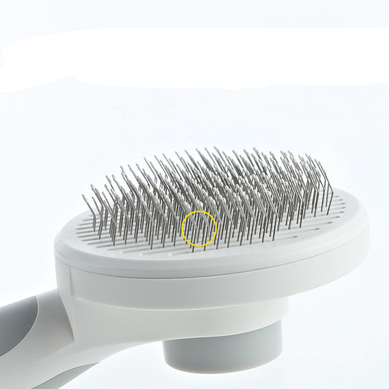 Pikpet pet grooming comb round handle stainless steel self-cleaning brush
