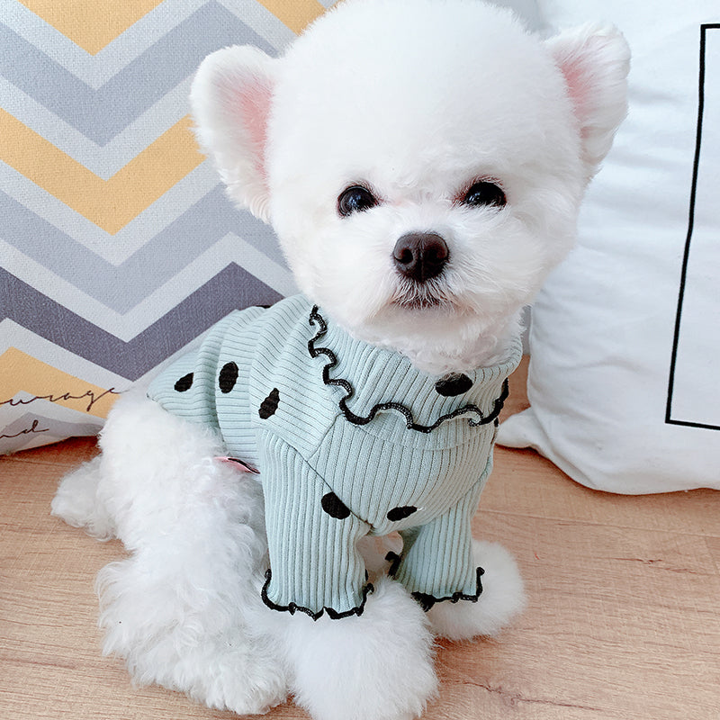 Pikpet dog turtleneck shirt soft cotton polka dot clothes yellow pink green