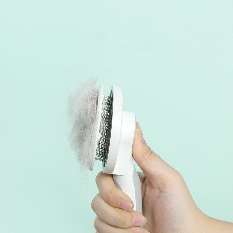Pikpet pet grooming comb round handle stainless steel self-cleaning brush