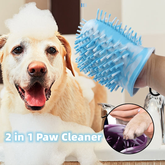 Pikpet 2-in-1 dog paw cleaner cup portable soft silicone washer brush